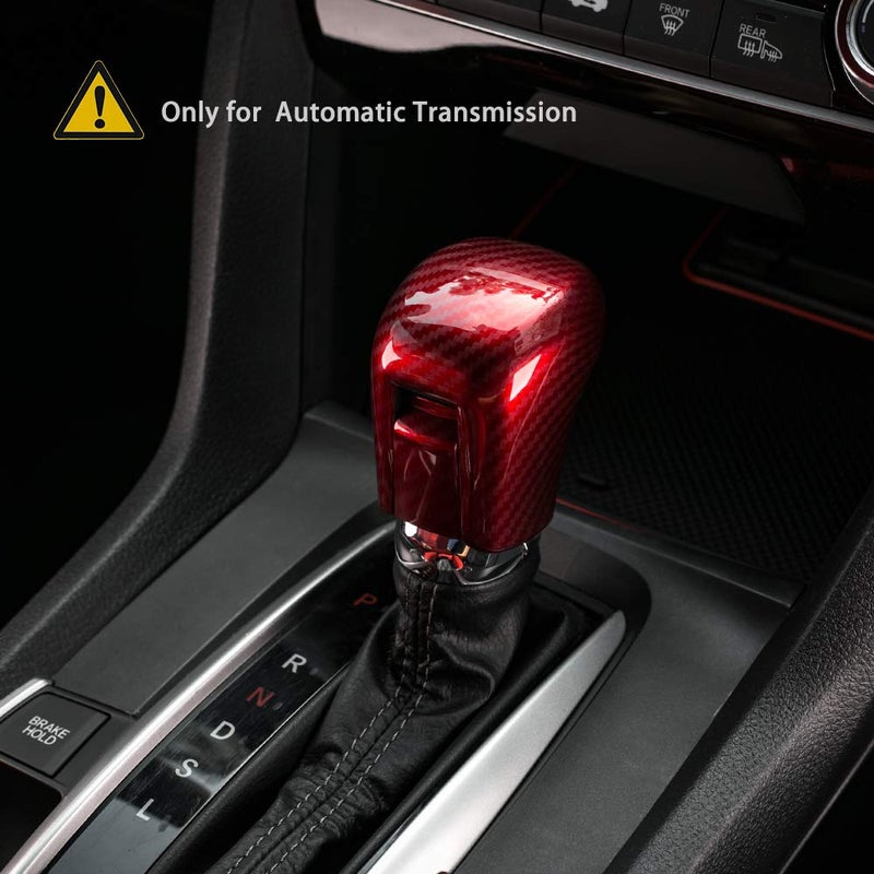 ثينيس غطاء مقبض ناقل الحركة من ثينيس للجيل العاشر من سيفيك، ملحقات داخلية لناقل الحركة الأوتوماتيكي CVT متوافقة مع هوندا سيفيك 2021 2020 2019 2018 2017 2016 - أحمر - Image 5